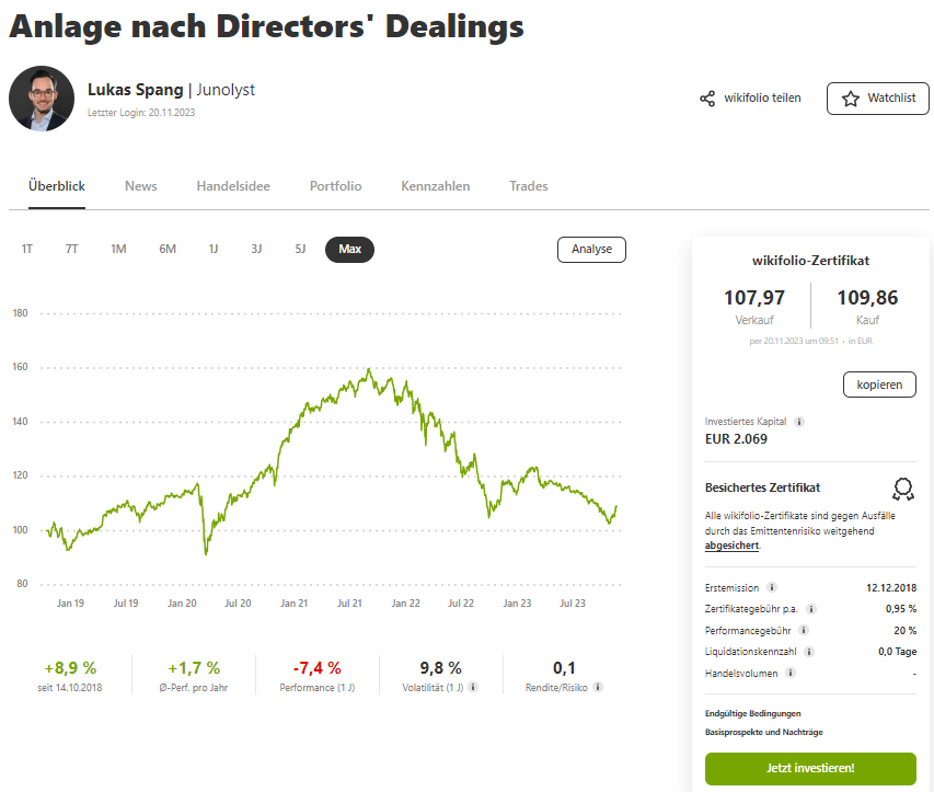 l_m_s15's tweet photo. Veränderungen KW 47/2023 #wikifolio "Anlage nach Directors' Dealings"

-> Die Investitionsquote bleibt bei 69%

-> Verkauft werden #7CSolarpark #Jungheinrich &amp; #SAFHolland

-> gekauft wird #MBB

-> Ytd. -4,6%

👉zum wikifolio:  https://t.co/xjQZ66oCMs https://t.co/hYfYT4aXr3