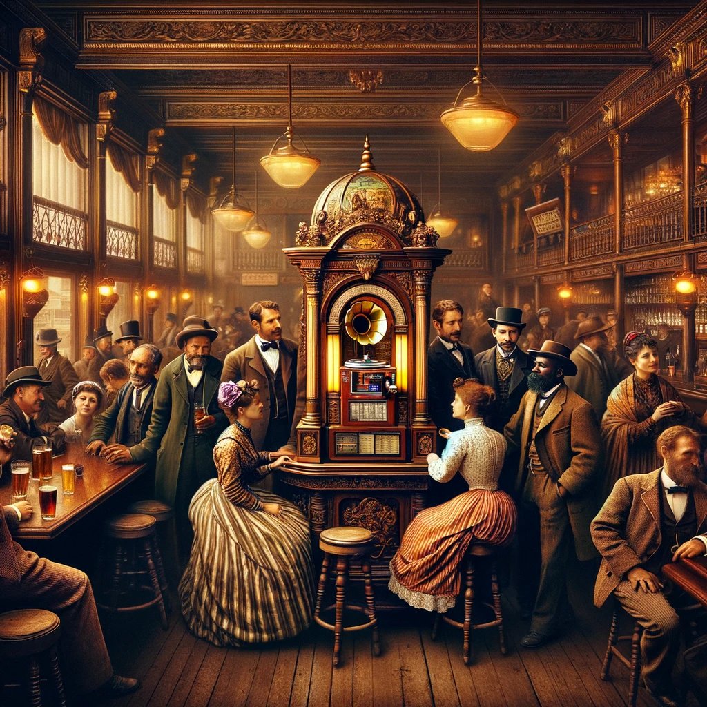 LauraMolinaT91's tweet photo. ¡Viajamos en el tiempo hasta 1889! 🎩🕰️ #TalDiaComoHoy  se inauguró el primer jukebox en el Palais Royale Saloon de San Francisco, os invito a sumergiros en esta historia de música, innovación y encuentros únicos. 🎶🍸 #JukeboxDay #HistoriaDeLaMúsica https://t.co/e0Pk5woSTj 📖💫 https://t.co/rEm13cgK4k