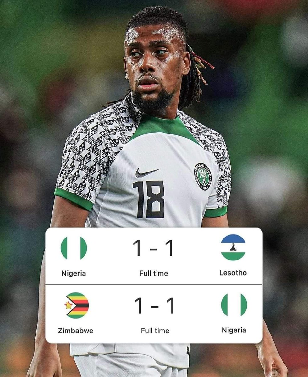 naijaloveinfo's tweet photo. Yesterday in Zimbabwe, the Super Eagles of Nigeria again played a 1-1 draw with their opponents in #fifaworldcupqualifiers2026
A few days ago, the Super Eagles drew 1-1 with Lesotho
#naijaloveinfosports #naijaloveinfo #ngales #ZIMNGA #2026worldcup #worldcup2026qualifiers https://t.co/D0WEwuGzDh