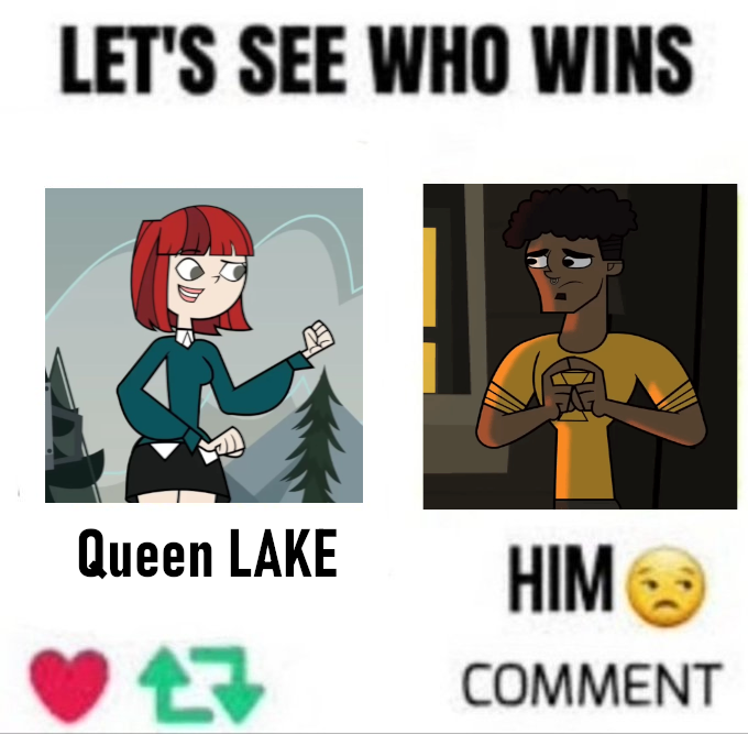 NightSavant's tweet photo. Disventure Camp twitter! Who solos? Lake or James! Lesbian Queen or Bisexual Man #dctwt #DisventureCamp #Oddnations #DisventureCampLake #DisventureCampJames https://t.co/BPAUhWZBVE