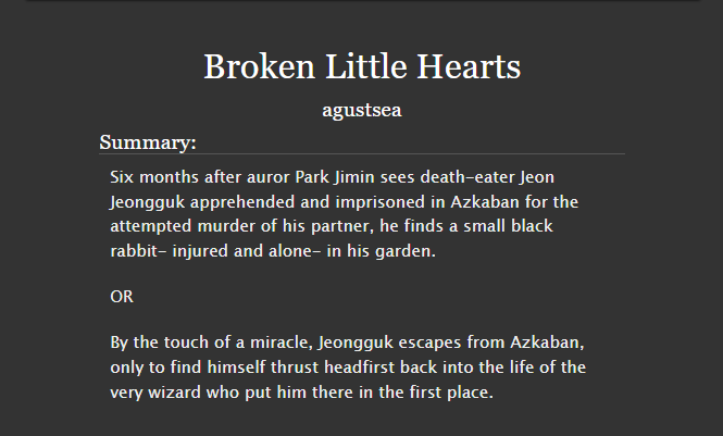 btsangstfest's tweet photo. #ProMonday ✬‧₊˚ ²⁹
╰─▸ #jikook ❝Broken Little Hearts❞ by
@AGUSTSE4
completed┊not rated┊105k
✩ harry potter setting, hogwarts, enemies to lovers, slow burn, hurt/comfort, misunderstandings, angst with a happy ending
https://t.co/6HuRND5liE https://t.co/MewtuxoOf2