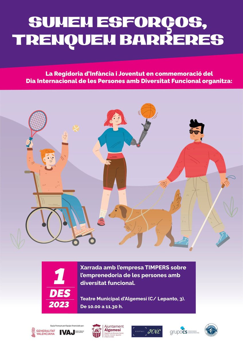 ❤️𝑺𝑼𝑴𝑬𝑴 𝑬𝑺𝑭𝑶𝑹Ç𝑶𝑺, 𝑻𝑹𝑬𝑵𝑸𝑼𝑬𝑴 𝑩𝑨𝑹𝑹𝑬𝑹𝑬𝑺❤️

📆 Divendres, 1 de desembre de 2023.
🕔 10.00h.

ESTEU TOTES I TOTS CONVIDATS!👧🏽👦🏽👩🏾‍🦱  

Se sortejaran 😍👟4 parells de sabatilles Timpers Brand entre totes i tots els assistents a la xarrada!

🙂Entrada gratuïta!