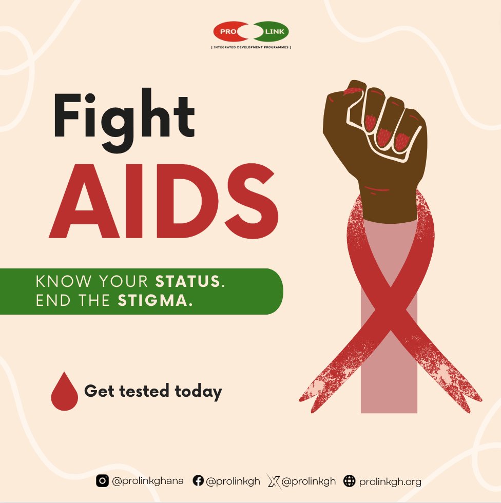 ProlinkGh's tweet photo. As World AIDS Day approaches, let's unite in breaking barriers, getting tested, and eradicating the stigma surrounding HIV/AIDS. Knowledge is power, and together. Visit https://t.co/g08yA5l9a7 to learn more!

#KnowYourStatus #EndTheStigma #WorldAIDSDay https://t.co/vJ5Pnqj20o