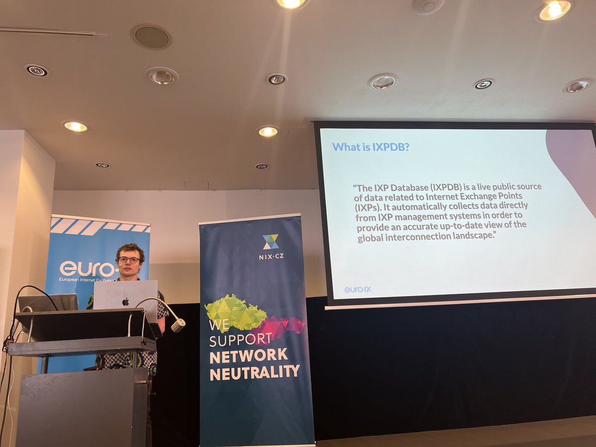 euroix's tweet photo. Diving into our next session with enthusiasm! ๐ The Community Tools session where Veit Heller from Port Zero shed light on the cutting-edge IXPDB work, and Rob Lister takes us on a journey through 20 years of IXP Watch. ๐๐ Get ready for insights, milestones! #IXPDB #IXPWatch https://t.co/ztmj2eRGdG