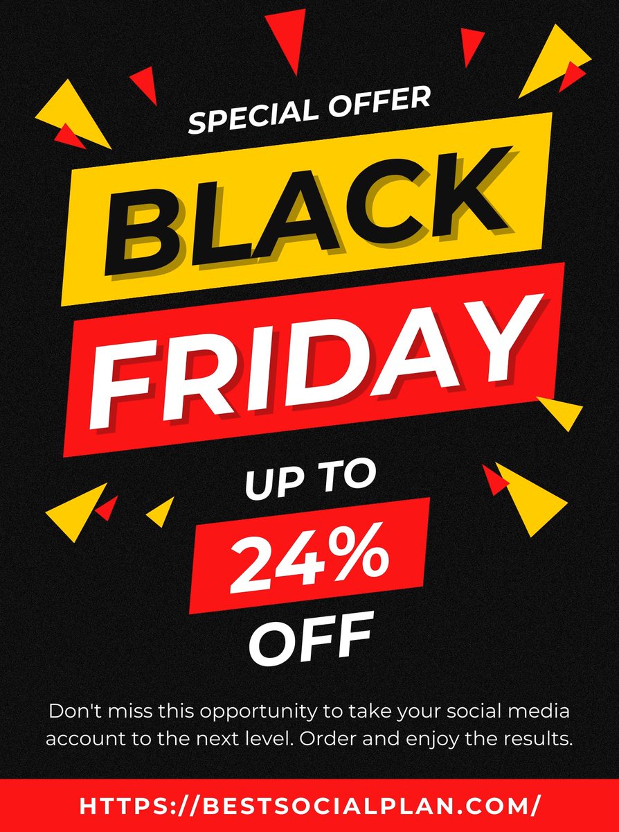 Do you want to grow your online presence, reach more customers, and boost your sales? If yes, then you don't want to miss this amazing Black Friday deal from us!

Visit our website now: bestsocialplan.com

#BlackFriday #blackfriday2023 #blackfridaydeals #blackfridaysales
