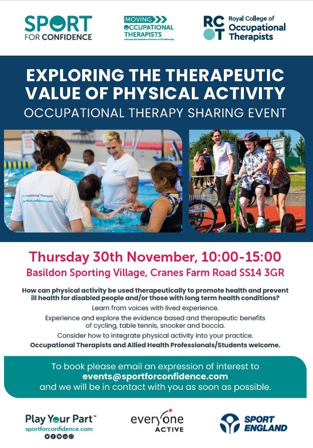 Sport for Confidence (@sportforconf) on Twitter photo 📢 Exciting news! 📢
Our <a href="/MovingOTs/">Moving Occupational Therapists</a> team are hosting their very first in-person sharing event on 30th November at <a href="/BasildonSV/">Sporting Village</a>, and we’d love for you to be there!
See our flyer below for all the details!
📩Email an expression of interest to -events@sportforconfience.com 📢 Exciting news! 📢
Our <a href="/MovingOTs/">Moving Occupational Therapists</a> team are hosting their very first in-person sharing event on 30th November at <a href="/BasildonSV/">Sporting Village</a>, and we’d love for you to be there!
See our flyer below for all the details!
📩Email an expression of interest to -events@sportforconfience.com