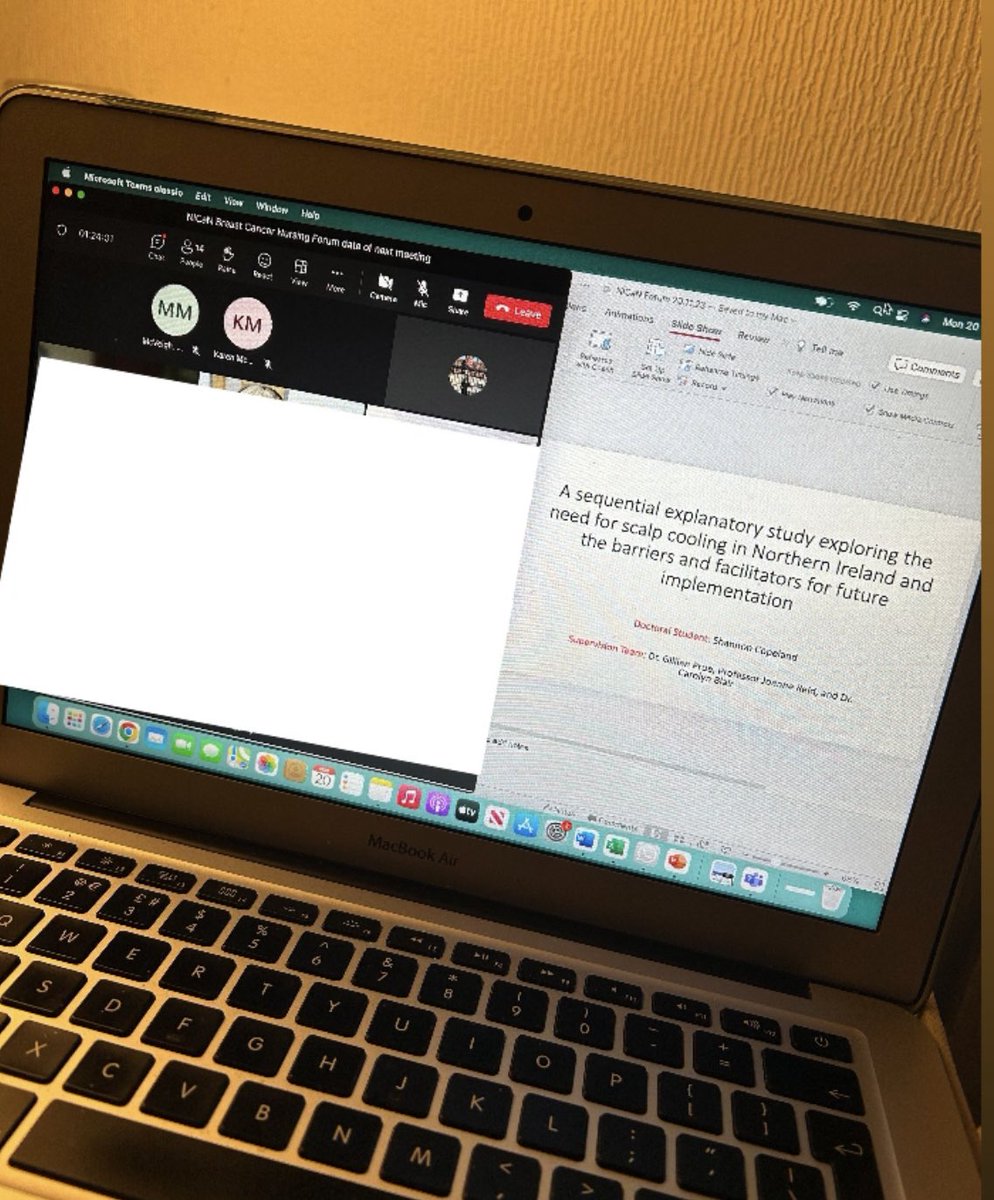Great to meet the experts and discuss all things #scalpcooling in NI, the findings of our #scopingreview and plans for our research at The Northern Ireland Cancer Network’s Regional #BreastCancer Forum #NICaN 👩🏻‍⚕️💻 📝