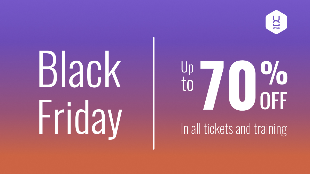 Friendly reminder!

Our Black Friday sale finishes today.

You still have a few hours to shape up your 2024 training calendar with up to 70% discount on our  tickets.

Secure your tickets here uxdx.com/conferences/.

#UXDX #BlackFridayDeal #TechConference #SkillsBoost