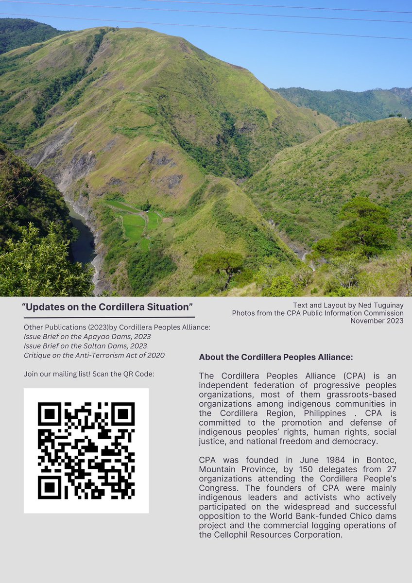UY, NARINIG NAMIN! Katatapos ng Miss U. Interesado raw ang sambayanang Twitter sa isyu naming mga katutubo? Sana true!

Presenting Updates on the Cordillera Situation, November 2023!

Happy reading! Please share!

#DefendCordilleraPH
#StandWithCPA
#JunkTerrorLaw