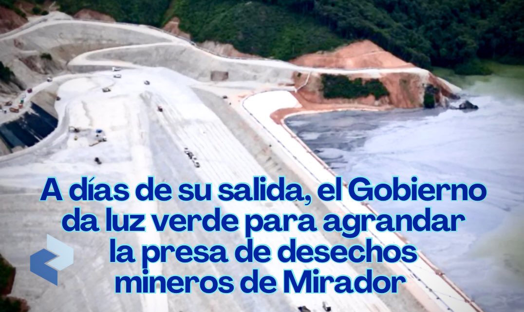 CodigoVidrioEc's tweet photo. A días de acabar el gobierno, EcuaCorriente obtuvo el permiso para la ampliación progresiva de su presa de desechos mineros, conocida como relavera Tundayme; la proyección es que llegue a 320 metros de altura, convirtiéndola en la más alta del mundo. 
➡️ https://t.co/G09TlFtoJY https://t.co/AVnjiDyaXz