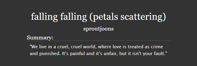 btsangstfest's tweet photo. #ProMonday ✬‧₊˚ ³⁰
╰─▸ #yoonjin ❝falling falling (petals scatterinng)❞ by
@sproutjoons
completed┊teen & up┊11.7k
✩ hanahaki disease, mcd, hurt/comfort, unrequited love, pining, friendship, bitersweet ending
https://t.co/ID26Sm41Yk https://t.co/01SGtDyZsM