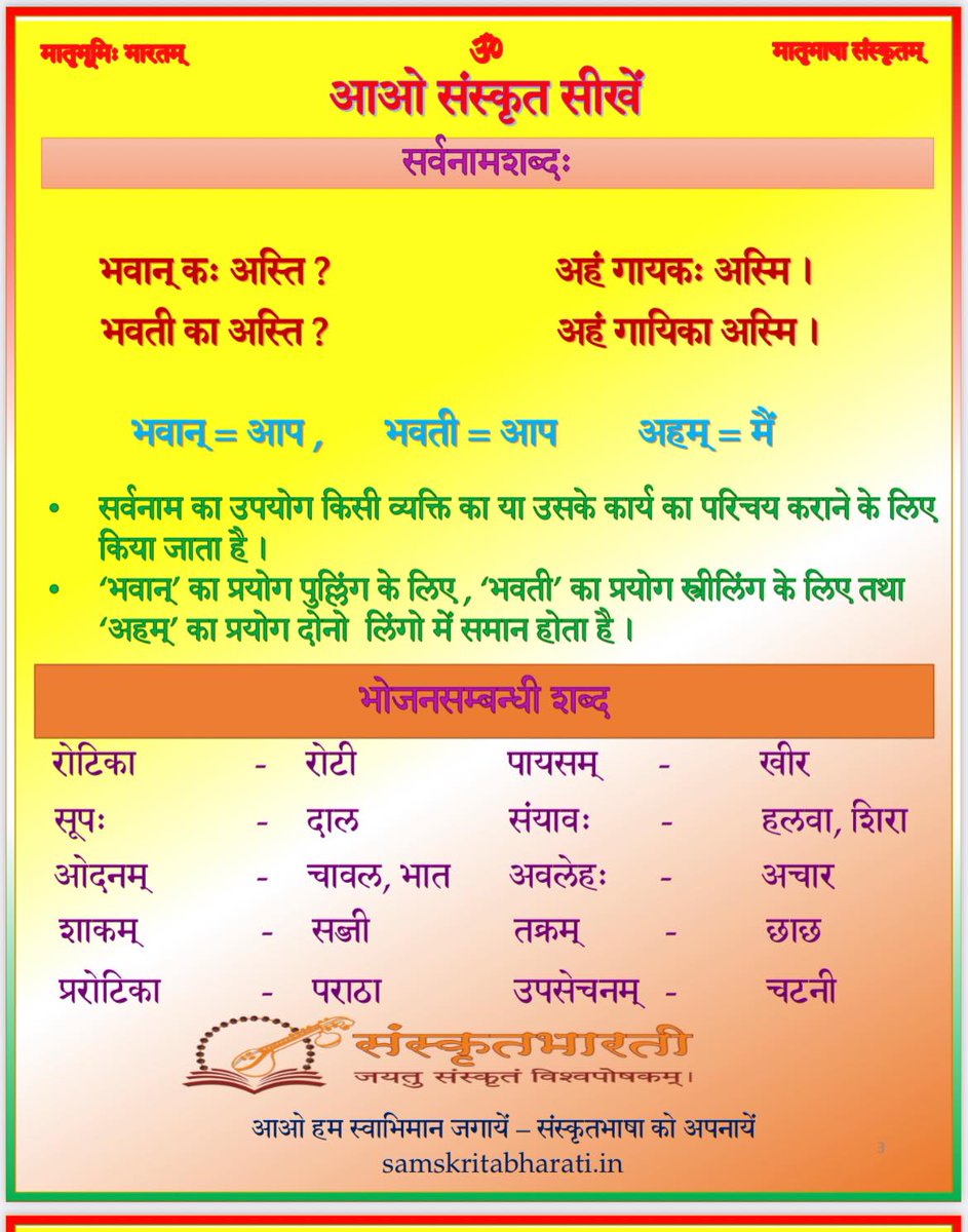 sbdtn2022's tweet photo. सरलं संस्कृतम्।

.
.
.

#samskrit4all #samskritweek23
#संस्कृत #Sanskrit #Samskrit #Knowledge #Sanskrit4Youth #ज्ञानभाषा #संस्कृतवार्ताः #वार्तावली #Sayyestosanskrit #भाषाप्रवेशः #जयतु_संस्कृतम्_जयतु_भारतम् https://t.co/eaU99o6NAD