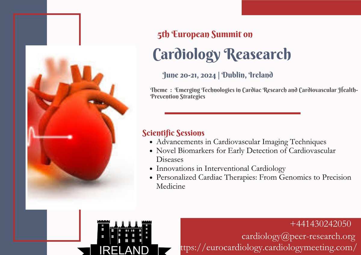 Save the date for this enriching experience Let's elevate Cardiology together! #CardiologyCongress2024 #DublinResearch #HeartHealthMatters #cardiagnostic #cardiomyopathy