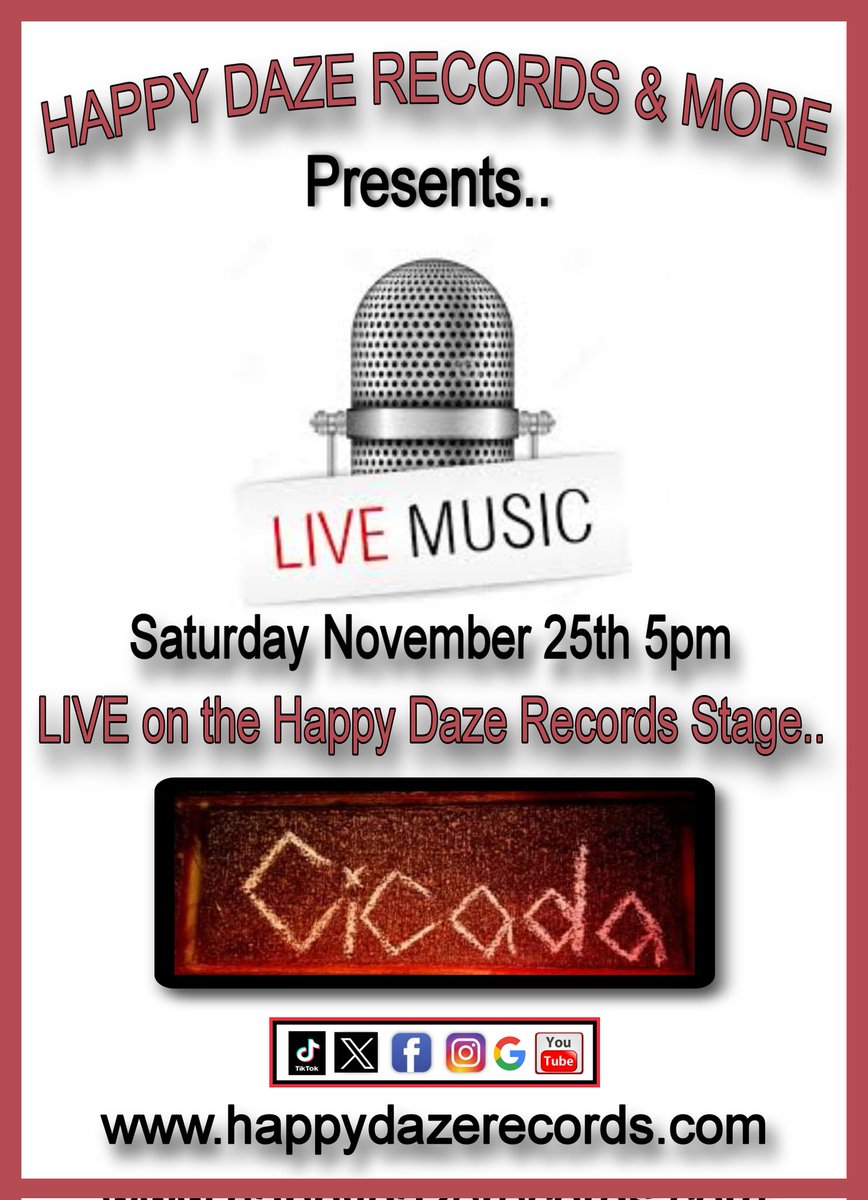 happydazerecord's tweet photo. FREE Rock N Roll!! Get You Some HAPPY!!
#happydazerecords #getyousomehappy #indierecordstores #supportlocalrecordstores #supportsmallbusiness #livemusic #happydazerecordsstage #cicada #michiganrecordstores https://t.co/mWAx8yecZE