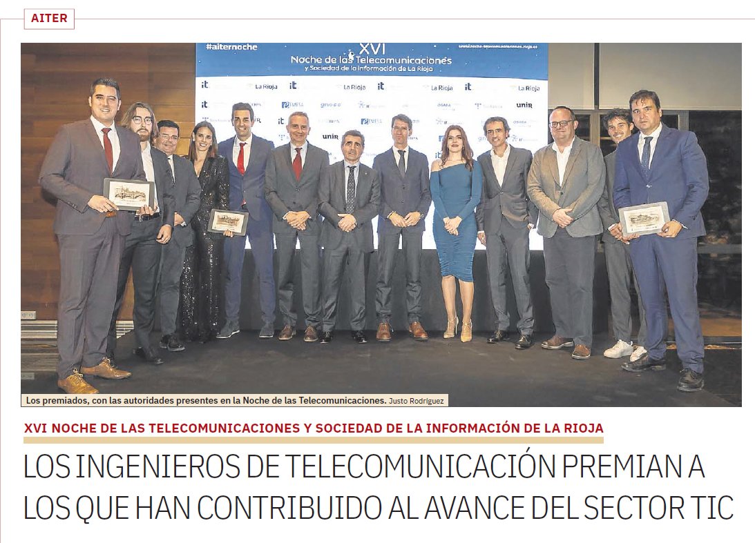 #aiternoche en prensa 🔝Accede al artículo publicado en Diario La Rioja con el detalle del evento y sus premiados 📷 ...  acortar.link/l2HwlS - AITER PREMIA A LOS QUE HAN CONTRIBUIDO AL AVANCE DEL SECTOR TIC .." - Javier Galiana <a href="/SSH_Team/">SSH team ciberseguridad</a> @SDiDigitalGroup @TheCircularLab