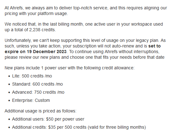 GregBarnhurst's tweet image. Was starting to feel like I was missing out but looks like @ahrefs  have included me in their list of long-standing users to permanently annoy.

What a way to turn your loyal user base against you.
