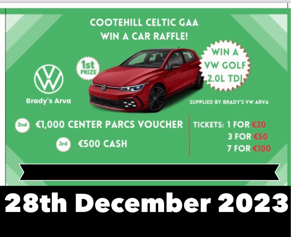 PLEASE NOTE
New date for Car Draw. Many thanks to all who have purchased tickets 🇳🇬