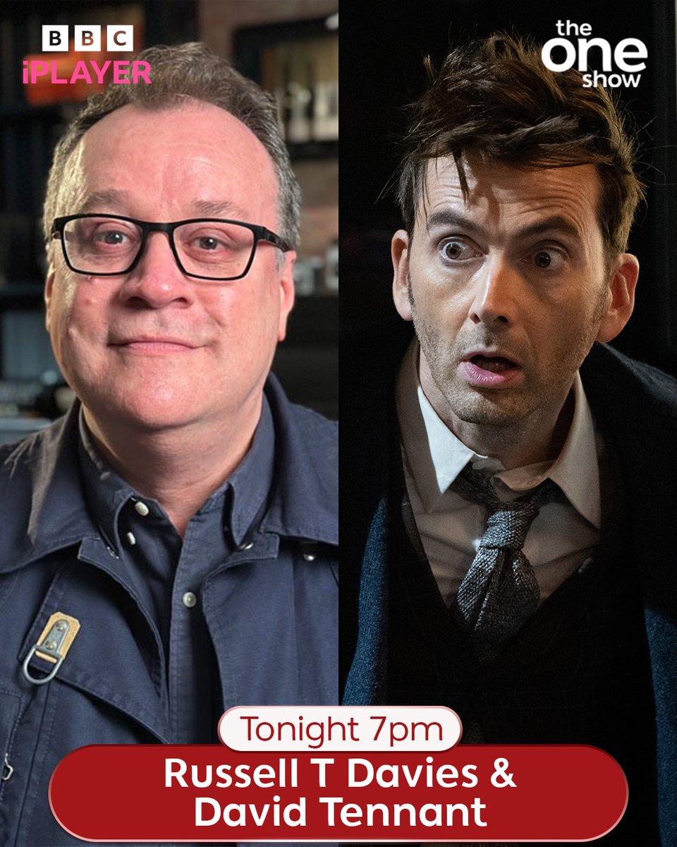 BBCTheOneShow's tweet image. #DoctorWho fans, make sure you tune in for this one! 👀

@russelldavies63 and David Tennant join us on #TheOneShow tonight to chat about reuniting to celebrate 60 years of @bbcdoctorwho! 🙌

Have a question for Russell or David? Drop it below 👇 or email theoneshow@bbc.co.uk 📩