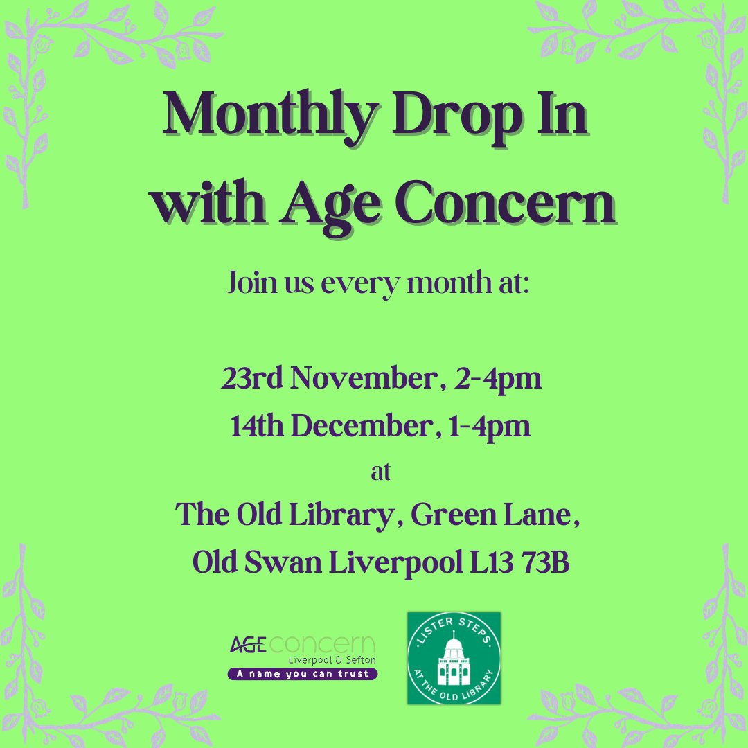 Save the dates 📆 We will be @ListerStepsTOL to answer your queries about our services and support. #olderadultsupport #liverpool #supportservice #helpinghand