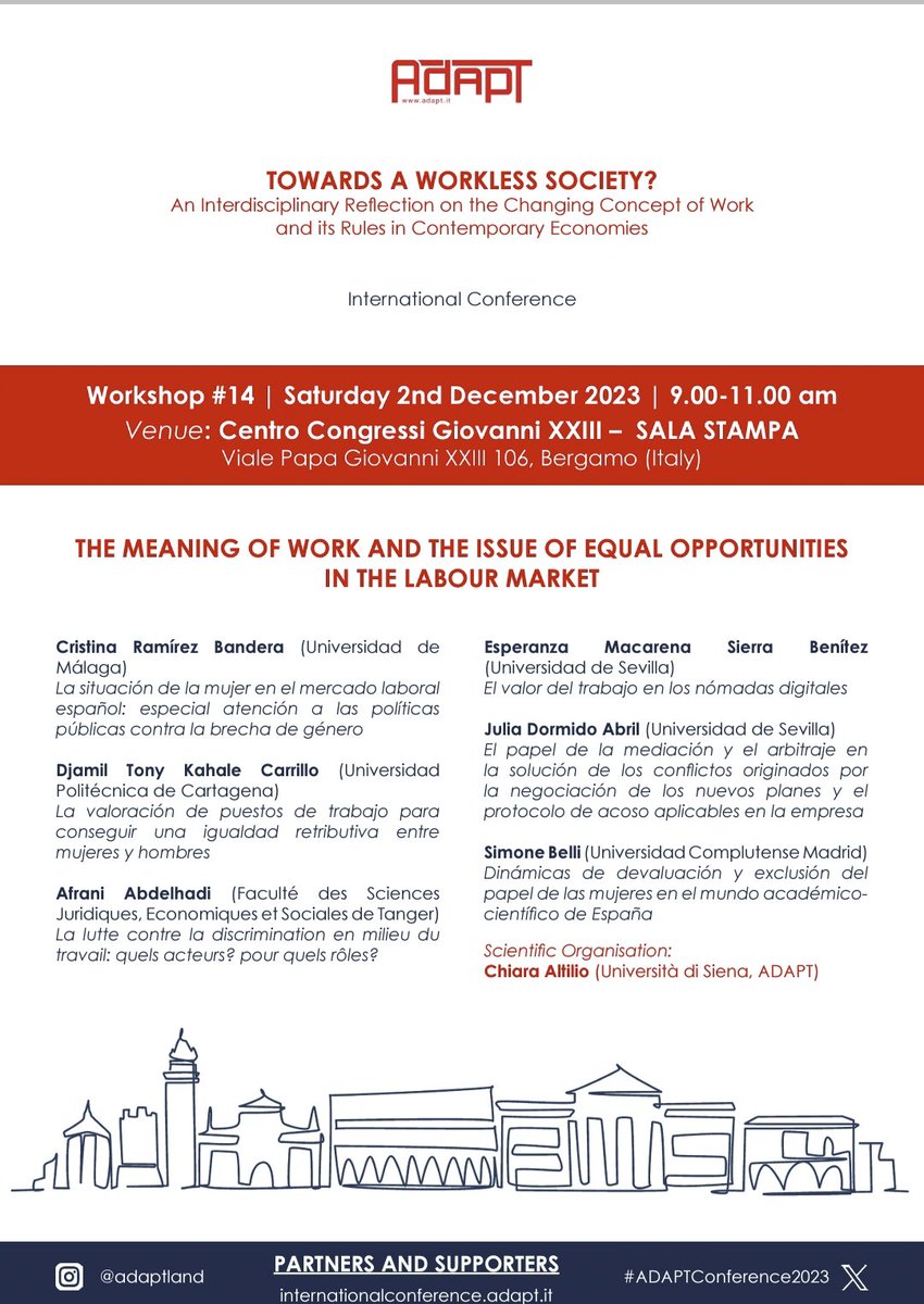 EsperanzaMacar7's tweet image. #ADAPTConference2023 
El valor del trabajo en los nómadas digitales.
Workshop #14, Bérgamo, Sábado 2 de diciembre 2023, 9-11 am, Centro Congreso Giovanni XXIII-Sala Stampa
#trabajo #nomadasdigitales #derecho #trabajodigital #FutureOfWork