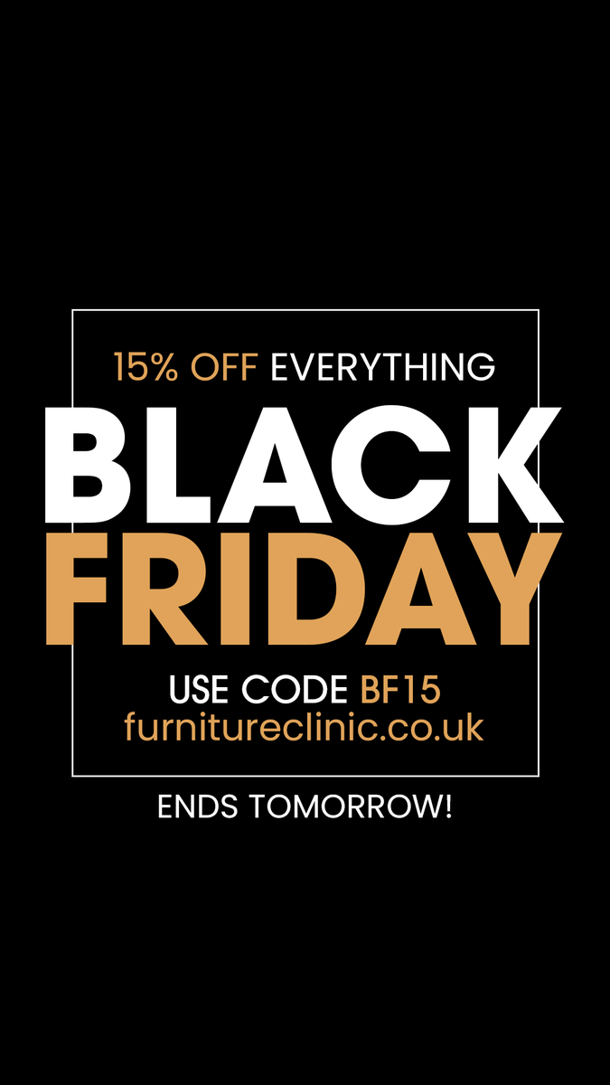 15% OFF EVERYTHING✨ Sale Ends Tomorrow!
Shop the entire range of leather, fabric, wood &amp; floor products for your Winter clean.

🏷️Add code BF15 at the checkout
furnitureclinic.co.uk

*Offer ends midnight on Sunday 26th November 2023.

#blackfriday #blackfridaysales #cleaning