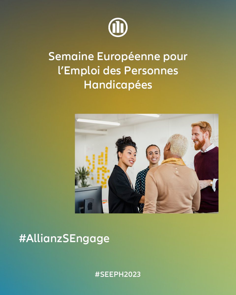 allianzfrance's tweet image. Allianz France s’engage pour la #SEEPH2023 et met l’accent sur le #handicap invisible ! 💙

L’objectif ?

💡 Sensibiliser nos #Allianzers avec des webinaires dédiés, des jeux interactifs, des ateliers et une journée d’échange avec des personnes en situation d'handicap.