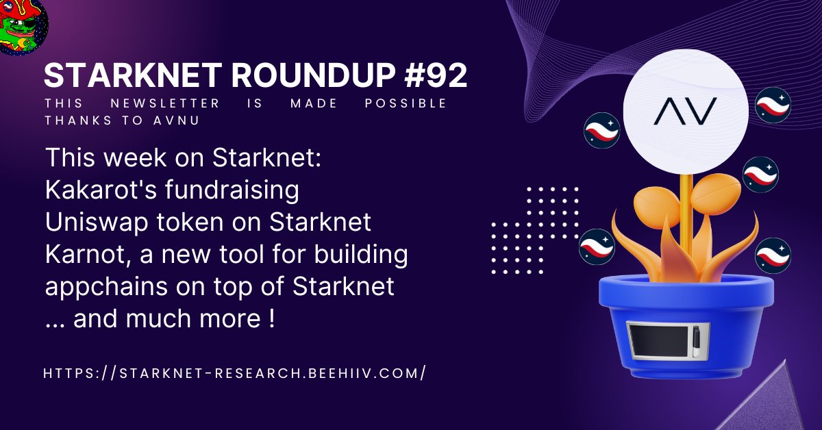 I've just published <a href="/Starknet/">Starknet (BTCFi arc) 🥷</a> Roundup #92 ✨🐺

This newsletter covers everything that has happened in the Starknet ecosystem over the past week 🫡

It's the ideal resource to quickly catch up on the ecosystem's progress in just 10 minutes of reading 🧵👇
