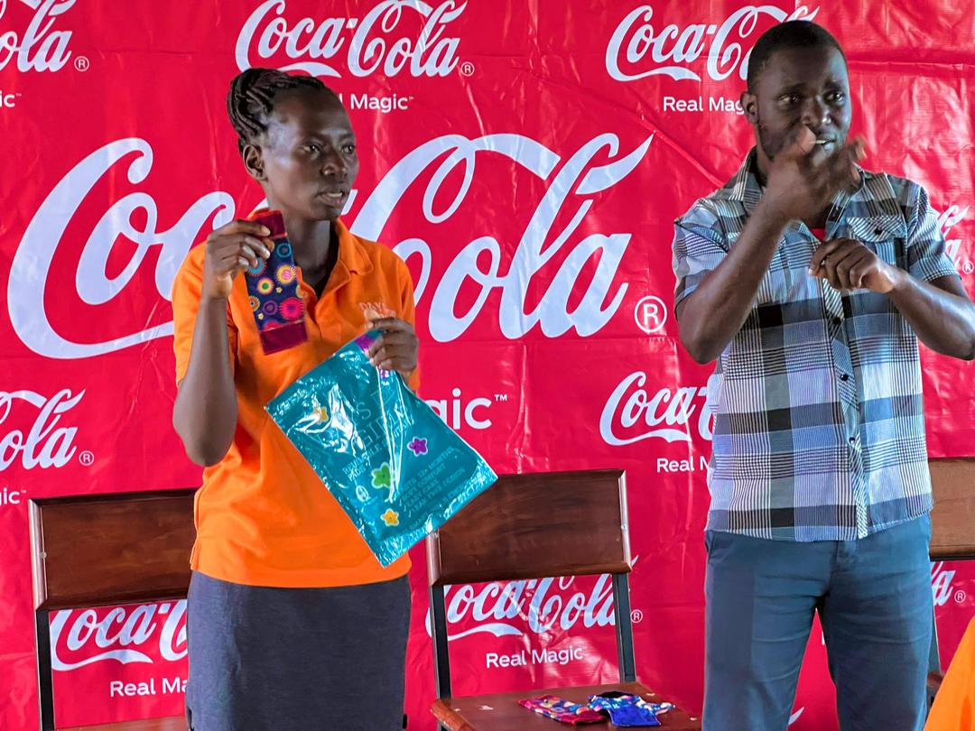 In a bid to keep girls with disabilities in school, @NUDIPU in collaboration with @CocaColaBevUg have distributed sanitary pads to two schools that is Wakiso School of the Deaf and St Francis Secondary School of the blind, Soroti.