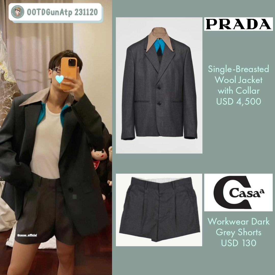 OOTDGunAtp's tweet photo. ⚡231120⚡

PRADA
Single-Breasted Wool Jacket with Collar
$4,500 ≈฿158,310 ≈Rp69.470.000

CASAa
Workwear Dark Grey Shorts
$130 / ฿3,990 ≈Rp2.007.000

#กันอรรถพันธ์น่ารักกว่าที่คิด
#กันอรรถพันธ์
#GunAtpStyleNov23
#GunAtthaphan https://t.co/mLRGGAC19y