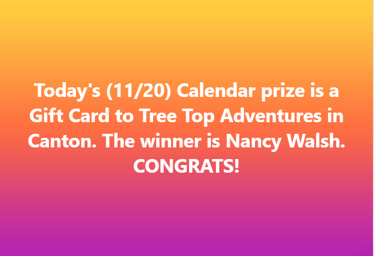 Todays (11/20) Calendar Prize winner. Congrats!