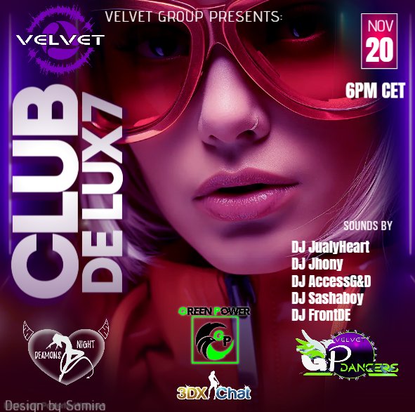 Mooooorning sunshines
It's a lovely sunny day and when and when the sun goes down, you can come to shine and get down (when you choose to) while enjoying some great music 

And we are happy to welcome FrontDE as a guest in our lineup

#3dxchat #3dxchatevent