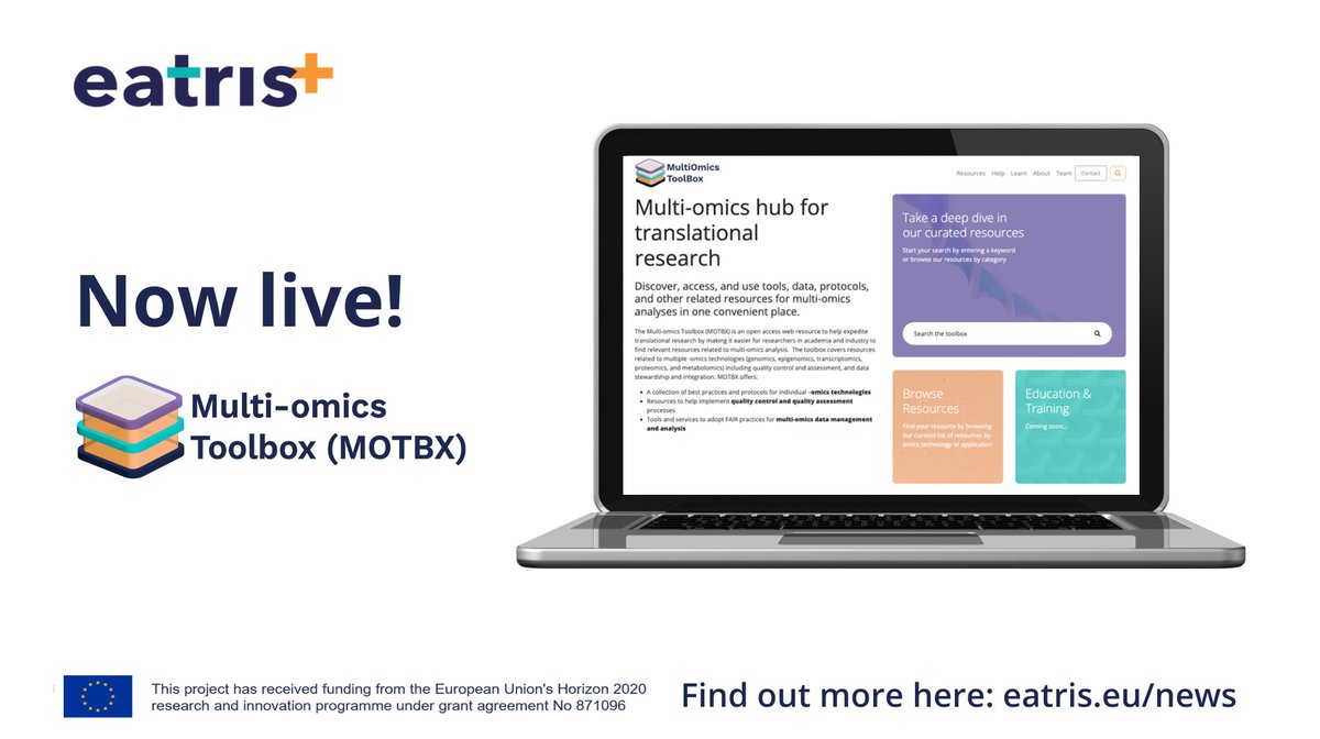 The Multi-omics toolbox (#MOTBX) has launched as part of the #EATRISplus project &amp; is set to empower multi-omics research for the translational medicine community - with resources, protocols, guidelines &amp; loads more.

👉 Find out more here: eatris.eu/news/multi-omi…