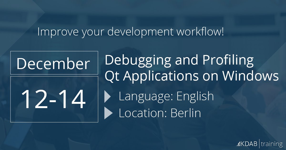 KDABQt's tweet image. Dive into the world of #debugging &amp;amp; #profiling Qt applications on #Windows in our upcoming training session. Acquire the skills to troubleshoot bugs &amp;amp; enhance performance using a variety of robust tools. Elevate your technical expertise with us. #qtdev

🔗 training.kdab.com/portfolio/debu…