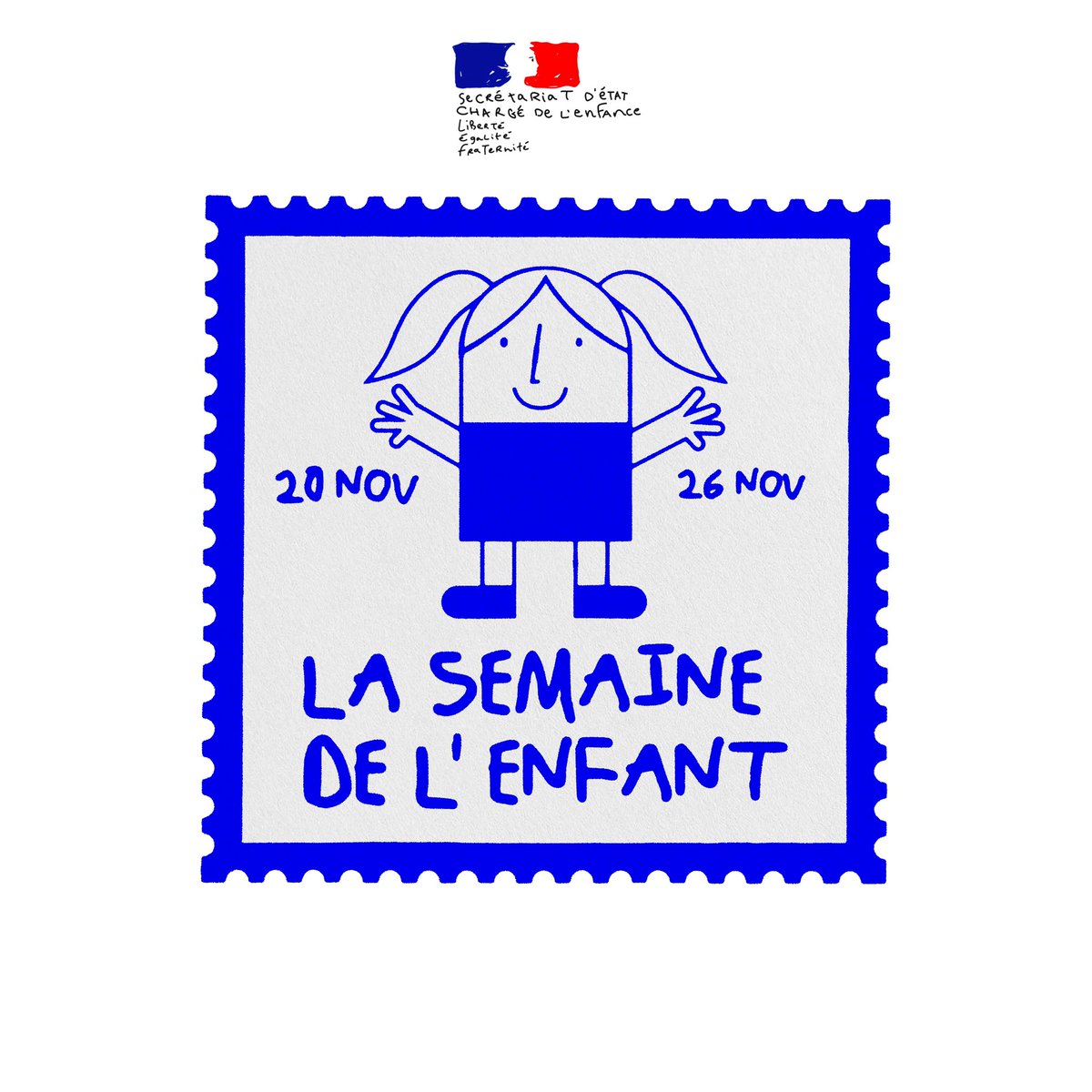 Aujourd’hui nous célébrons la journée mondiale de l’enfance, toute la semaine, l’enfance sera au cœur de l’action du gouvernement ! À cette occasion, un logo et le hashtag #PourNosEnfants !