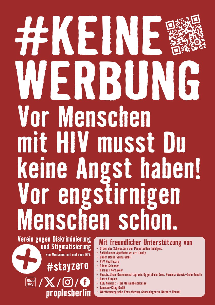 proplusberlin's tweet photo. Es ist #keineWerbung, dass ein normales Leben mit HIV möglich ist. Heute muss man keine Angst mehr vor einer Ansteckung im Alltag haben. Wir bestehen auf ein 100% diskriminierungsfreies Leben mit HIV.
Hier geht’s zu unserer Kampagne zum Welt-AIDS-Tag 2023.https://t.co/RvSzmrVDlZ https://t.co/DPmspwYXkz