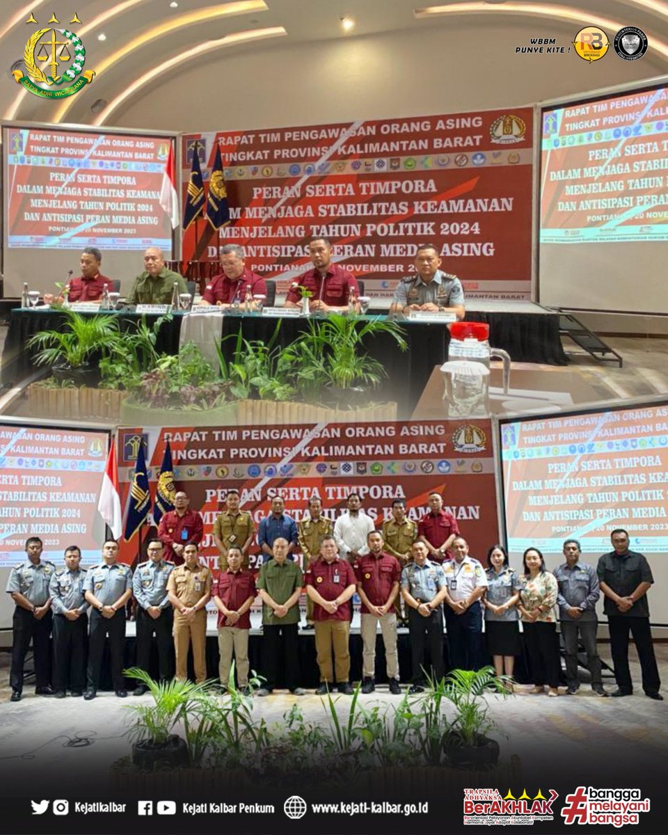 KejatiK's tweet photo. Pada hari Senin, 20 November 2023, bertempat di  Hotel Mercure Pontianak, Kajati Kalbar yang diwakili Kasi A Bidang Intelijen Kejati Kalbar Ferdiansyah, SH, MH, menghadiri rapat Pengawasan Orang Asing Provinsi Kallimantan Barat Tahun Anggaran 2023. https://t.co/JhO6ihiwsX