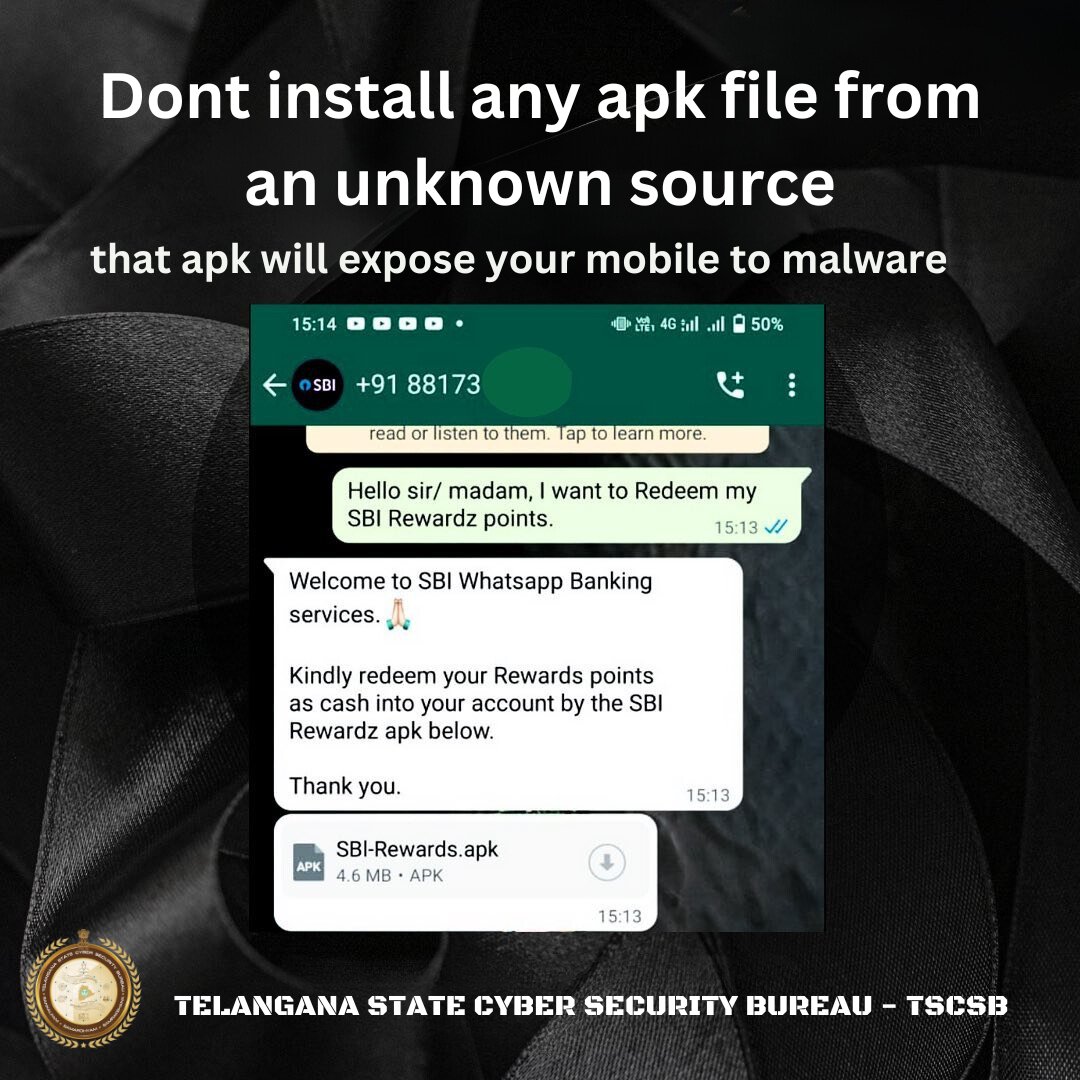 TGCyberBureau's tweet photo. Install apps from trusted sources, such as the Google Play Store or the Apple App Store
An app from an unknown source contains malware. Malware is malicious software that can harm your device or steal your personal and banking information.
#Dial1930 #TSCSB #Malware #UnknownAPK https://t.co/aOkLBn746o