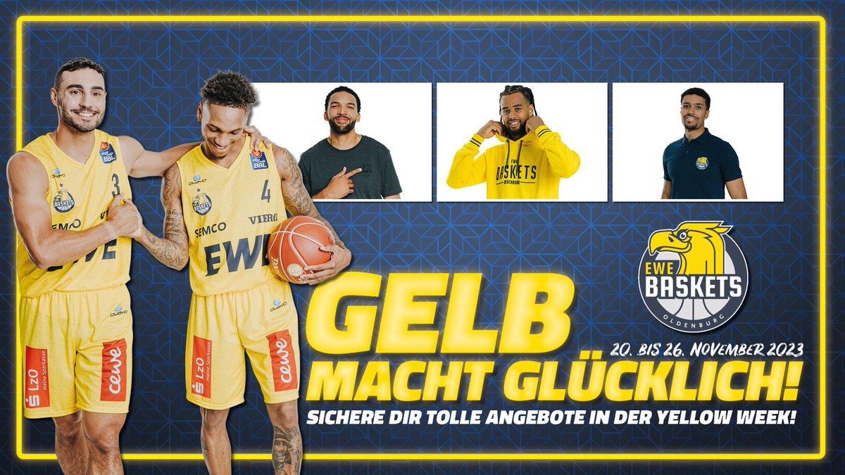 EWE_Baskets's tweet image. 🛒 Exklusive Rabatte, nur für Euch! Verpasst nicht eure Chance auf unschlagbare Deals in der #YellowWeek!
🛍️ Vom 20. – 26.11.23 im Club Center Fanshop &amp;amp; im Online Shop: shop.ewe-baskets.de