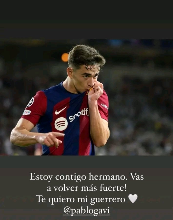 Kaorumitomafan's tweet photo. Cancelo via Instagram: "I'm with you brother. You're going to come back stronger!
I love you my warrior" #pablogavi 
#spain #Euro2024Qualifiers #gavi https://t.co/67RWV3igm0