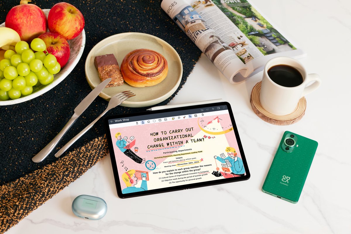 HuaweiMobile's tweet photo. Happy Monday! Embrace the tranquillity with a cup of coffee. Switch on some tunes, scan the day's plans, and catch up on the latest news. How do you kick off your day? ☕🎶  #HUAWEIFreeBudsPro3 #HUAWEIMatePadAir #HUAWEInova11Pro https://t.co/ThibSB6W0p