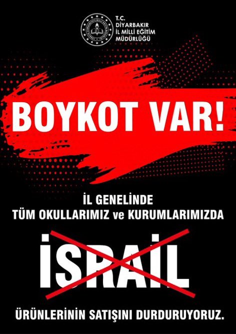 BOYKOT VAR ❗️ 
📢 İsrail ürünlerini ALMIYORUZ, ALDIRMIYORUZ !