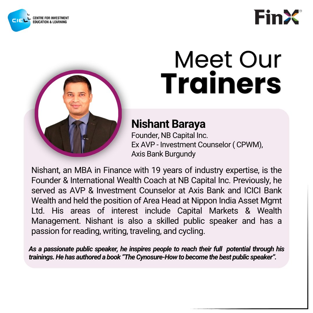 ciellearning's tweet photo. Our 900+ trainers family include successful industry practitioners. If you want to inspire learners with your knowledge, wisdom, and experience, fill your details here: https://t.co/Af9ce9tQcN

#BFSI #FinancialTraining #Education #CIELonlinecourses #financialadvsior https://t.co/QDzFvP9e5W