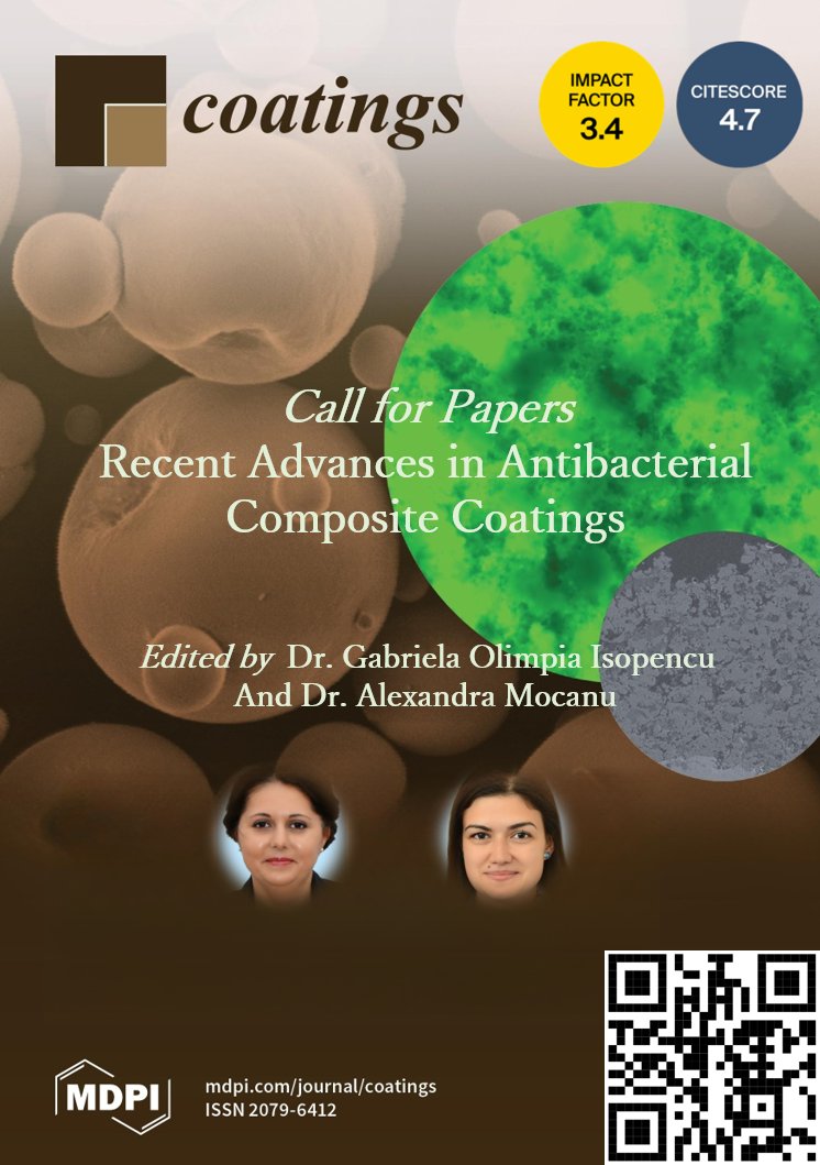 Coatings_MDPI's tweet image. #callforpapers #callforreading #4papers

📚 Special Issue "Recent Advances in #Antibacterial Composite #Coatings"

🍒mdpi.com/journal/coatin…