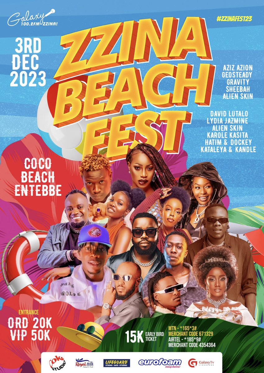 The biggest end of year party is happening on the 3rd of December, 2023 at Coco Beach, Entebbe. 

Join us as we climax the 10 year celebrations with the biggest artists of 2023 

Early bird tickets go for only UGX 15K via store.galaxyfm.co.ug/tickets/all/6

#ZzinaFest23 | #ZzinaLifeStyle