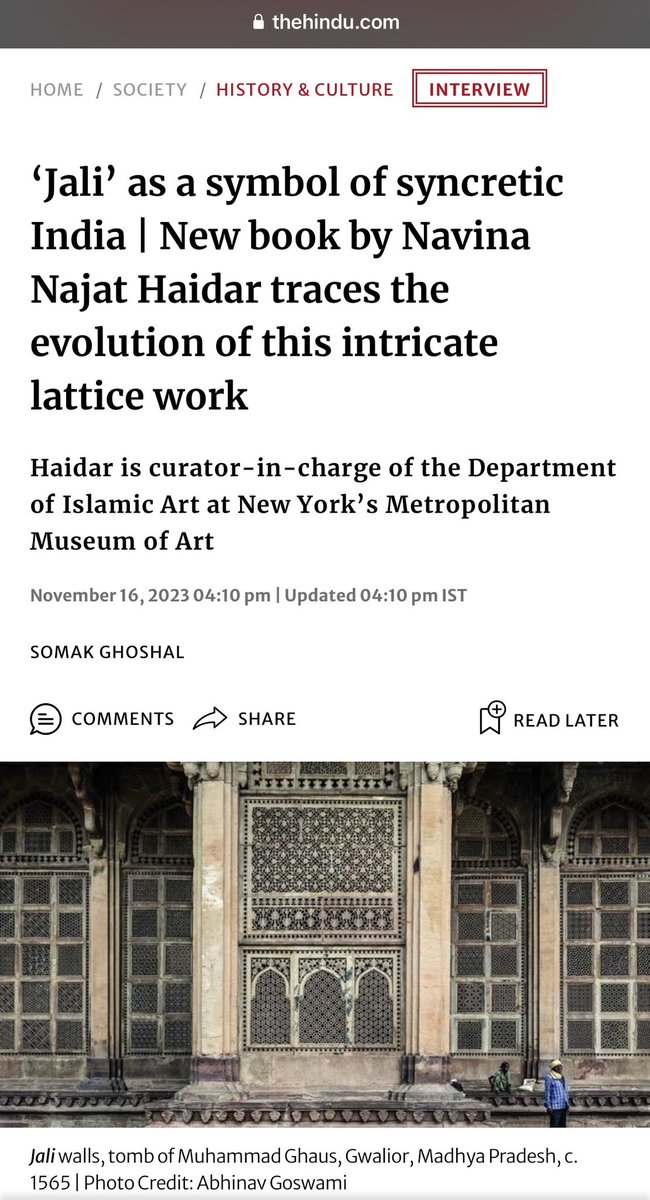 Mapin Publishing (@mapinpub) on Twitter photo A lovely feature by <a href="/somakghoshal/">Somak Ghoshal</a> in <a href="/the_hindu/">The Hindu</a> on our new book Jali- Lattice of Divine Light by Navina Najat Haider, curator in charge of the Dept. of Islamic Art at the <a href="/metmuseum/">The Metropolitan Museum of Art</a>
Full article here - thehindu.com/society/histor… A lovely feature by <a href="/somakghoshal/">Somak Ghoshal</a> in <a href="/the_hindu/">The Hindu</a> on our new book Jali- Lattice of Divine Light by Navina Najat Haider, curator in charge of the Dept. of Islamic Art at the <a href="/metmuseum/">The Metropolitan Museum of Art</a>
Full article here - thehindu.com/society/histor…