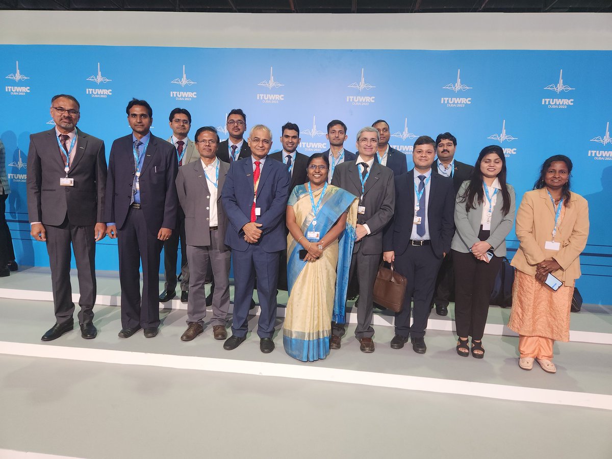 At WRC23 in Dubai with a strong Indian contingent to participate in decisions on use of spectrum for new technologies such IMT6G and NGSO @AshwiniVaishnaw @devusinh @PMOIndia @DoT_India #wrc23