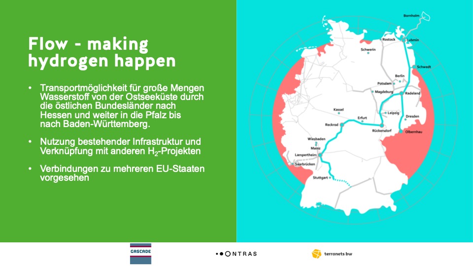FNB_Gas's tweet photo. Unsere Projektreise geht weiter: Mit #Flow – making #hydrogen happen entsteht eine europäisch eingebundene Transportmöglichkeit für 100 % #Wasserstoff. Durch das Projekt von @ONTRAS_Netz, @GTGascade & #terranets bw kann ab 2025 #H2 transportiert werden 👉 https://t.co/rF45tUSLHO https://t.co/RAjPLvHXnu