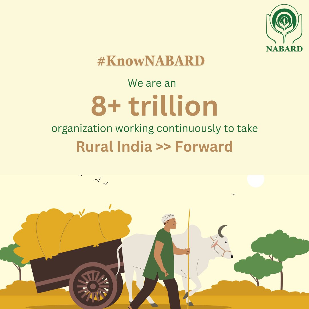 NABARDOnline's tweet photo. We, at #NABARD, are working to achieve holistic #ruralprosperity by empowering rural India with specially designed & focused initiatives. Executed under our Financial, Developmental, and Supervision departments, these are taking rural India forward one day at a time. #KnowNABARD https://t.co/bA8vDo7KAE