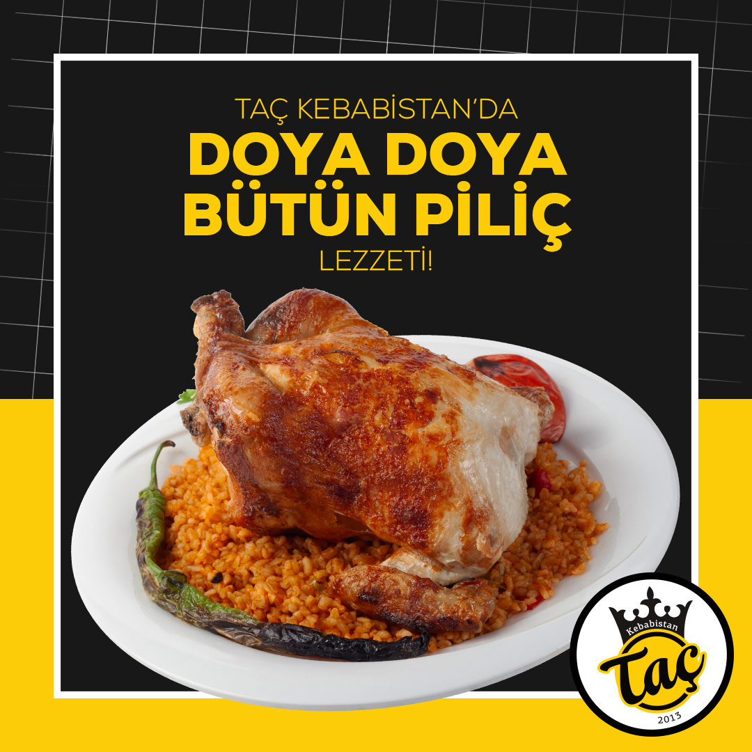 Taç Kebabistan'da doya doya bütün piliç lezzeti seni bekliyor!

#taçkebabistan #bütünpiliç #piliç #bütüntavuk #kızarmıştavuk