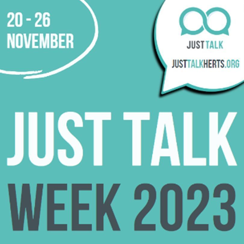 JustTalkHerts's tweet photo. Just Talk Week 2023 is here! Our focus is #BacktoBasics, helping everyone to understand Just Talk's mission and the valuable support available. Stay tuned here and visit https://t.co/jUEAaEmjvs for lots of information #JustTalkWeek #Hertfordshire https://t.co/Pi6uSzOnko